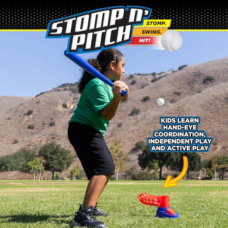 Stomp Rocket Stomp N Pitch Baseball Pitching Machine for Kids - Baseball Training Machines for Boys & Girls with Collapsible Bat, Launcher & 5 Balls - Outdoor Sports Gear & Toys - 6+ Year Olds - Image 2